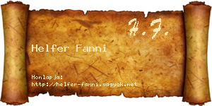 Helfer Fanni névjegykártya